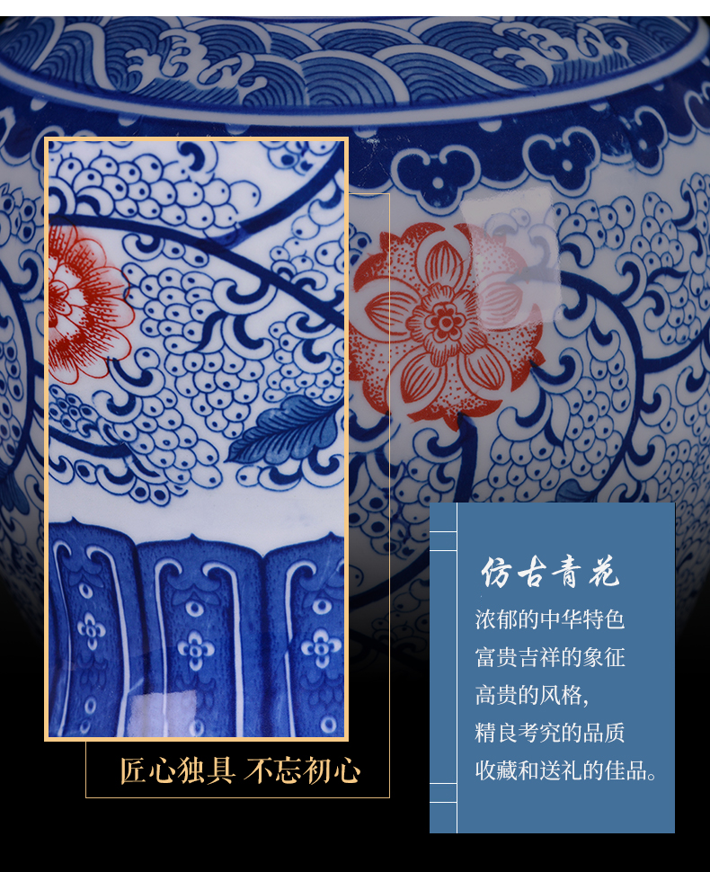 Chinese blue and white porcelain is jingdezhen ceramics general as cans of large storage tank sitting room TV ark adornment furnishing articles