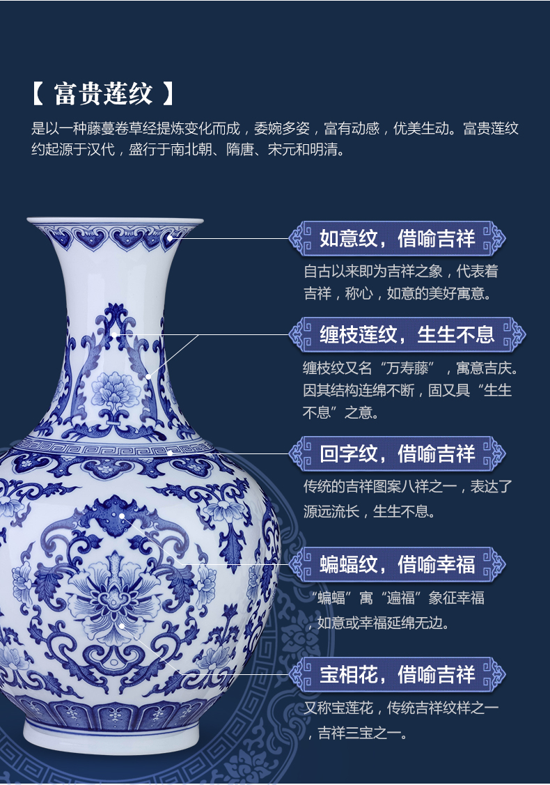 Jingdezhen blue and white porcelain youligong ceramic vases, antique Chinese style furnishing articles sitting room porch household adornment flower arrangement