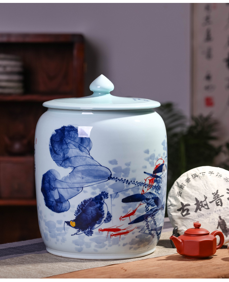 Jingdezhen ceramic seal caddy fixings tin with moistureproof puer tea cake seven large cake storage tanks with cover