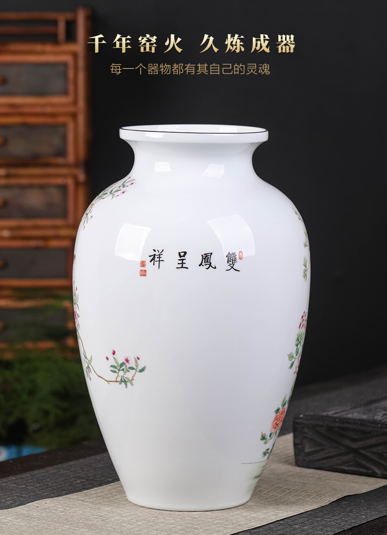 Jingdezhen ceramics vase pastel thin body porcelain flower arrangement craft sitting room of Chinese style household decoration porcelain furnishing articles