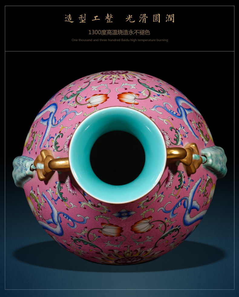 Archaize of jingdezhen ceramics powder scramble for flower ruyi ears okho spring vases, Chinese style living room home decoration