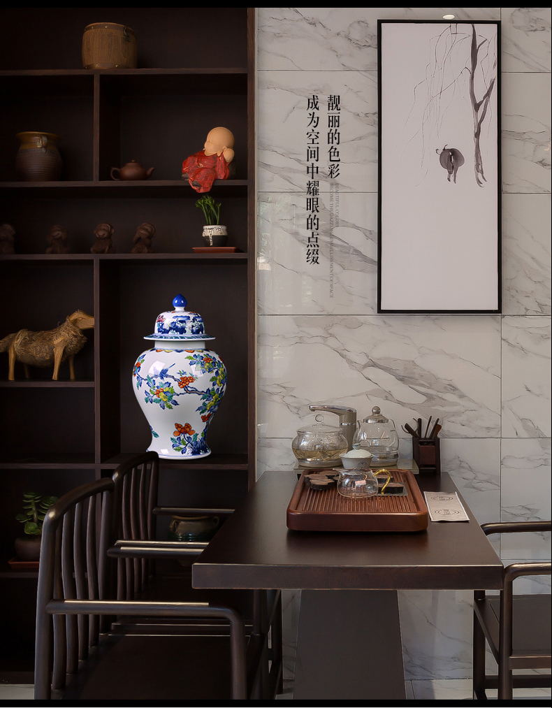 Jingdezhen ceramics general pot famous blue and white color bucket hand - made the icing on the cake storage tank sitting room home furnishing articles