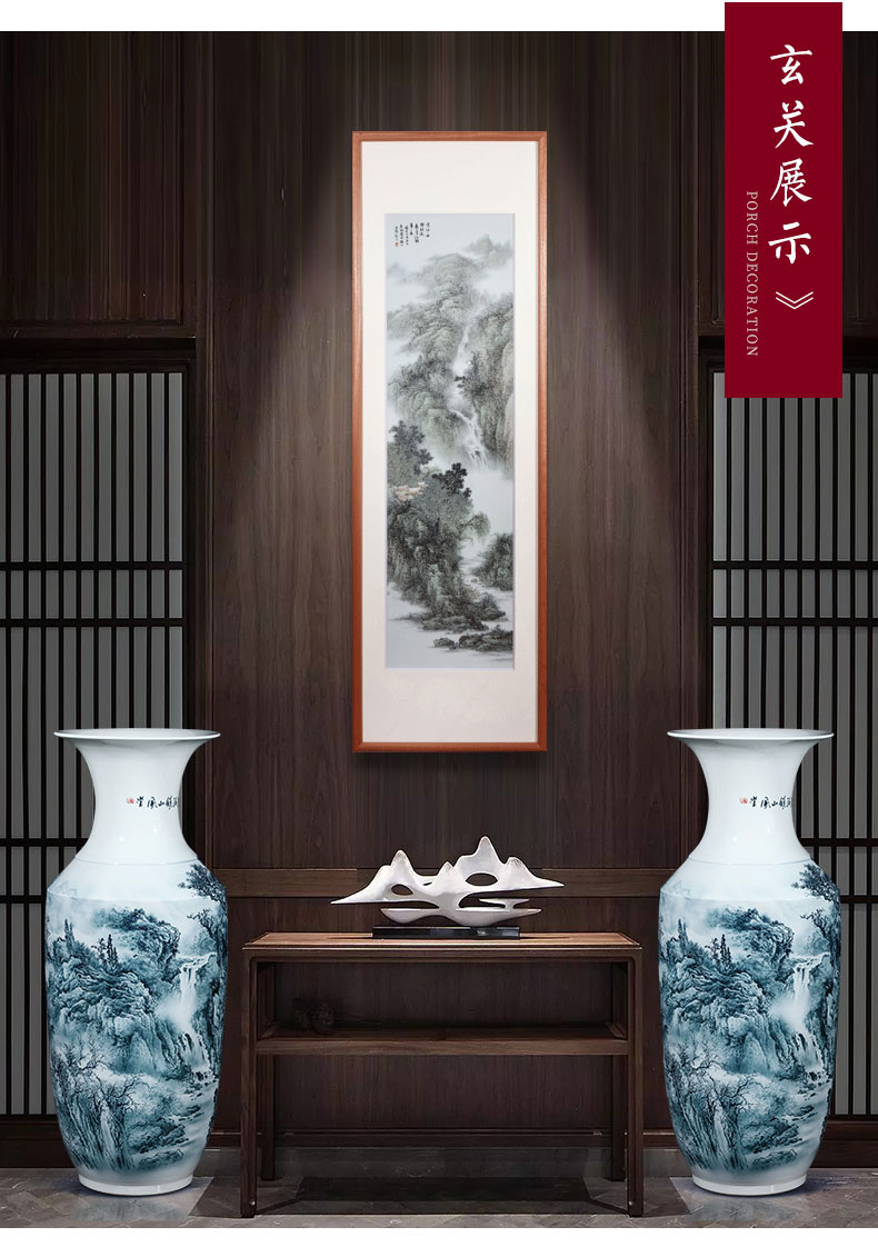 Jingdezhen hand - made color ink large sitting room hotel ceramics of large vases, modern new Chinese style and heavily furnishing articles