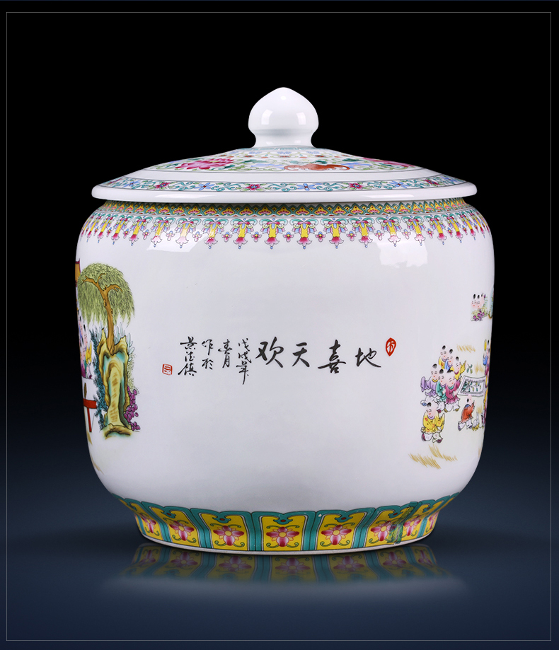 Jingdezhen ceramic tea pot of tea cake loose tea with cover seal storage tank has the characteristic of moisture proof of household adornment furnishing articles