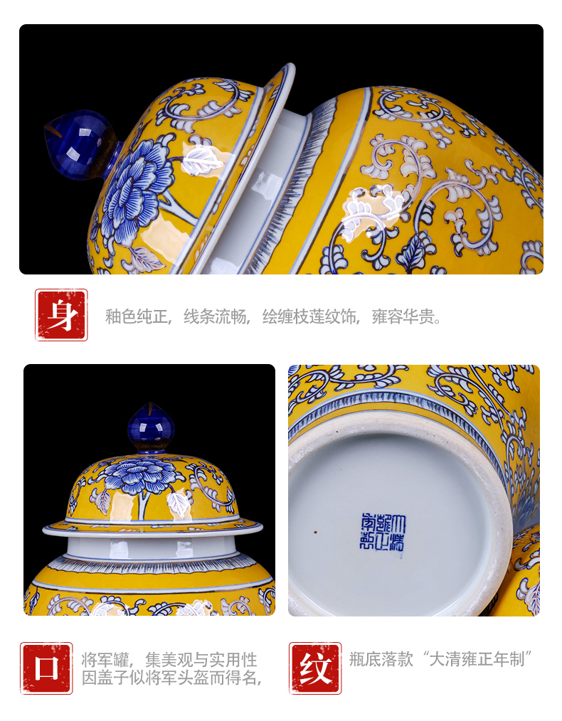 Jingdezhen ceramic vase imitation the qing yongzheng sitting room blue and white lotus flower vases study rich ancient frame decorative furnishing articles