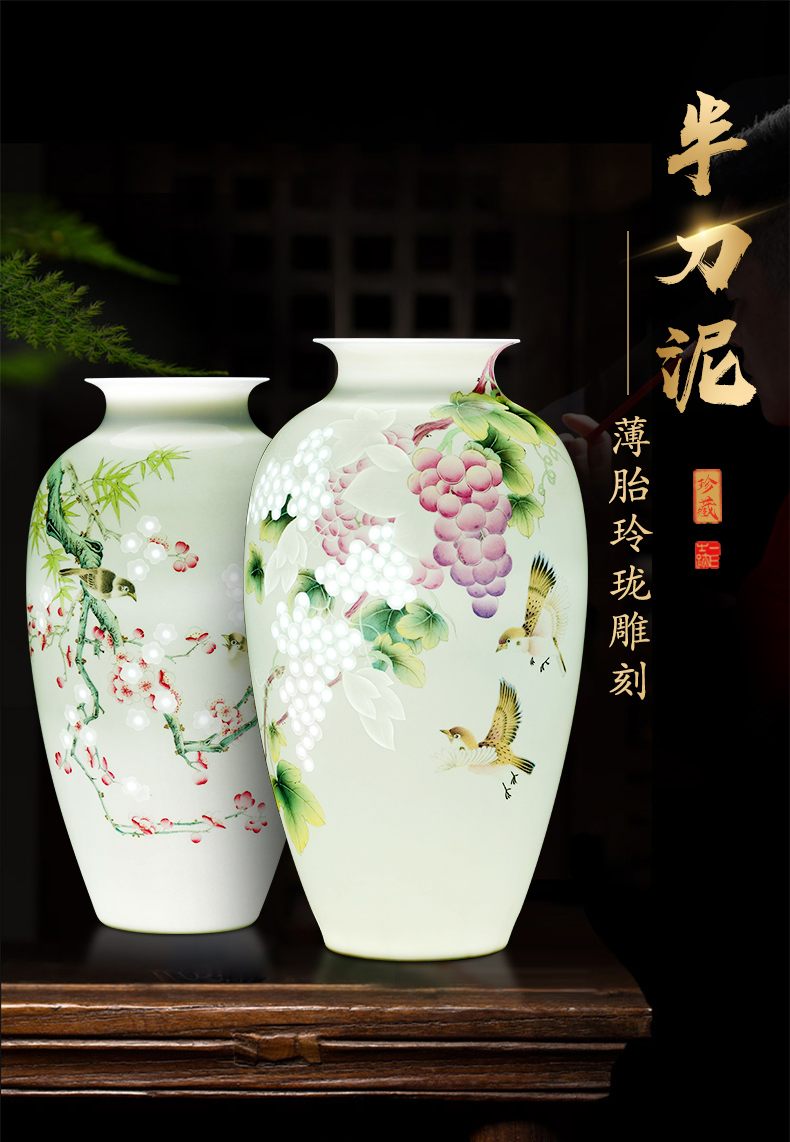 Jingdezhen ceramic hand - made thin foetus vase knife clay rich ancient frame decorate sitting room flower arranging study office furnishing articles