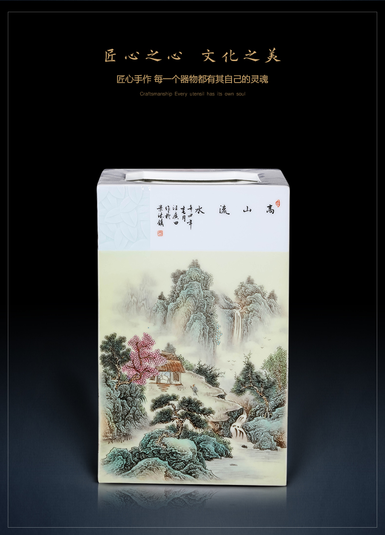 Jingdezhen ceramics powder enamel inlay is the sitting room porch office desktop furnishing articles of Chinese style household adornment picture tube