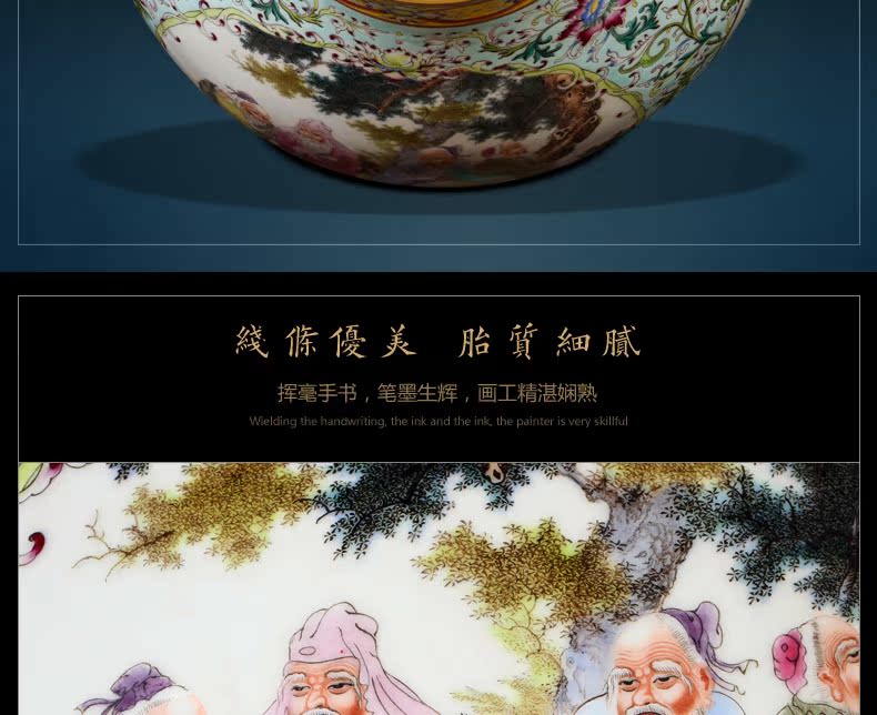 Jingdezhen ceramics imitation the qing qianlong blue scramble for flower character double listen barrels vase Chinese style living room home furnishing articles