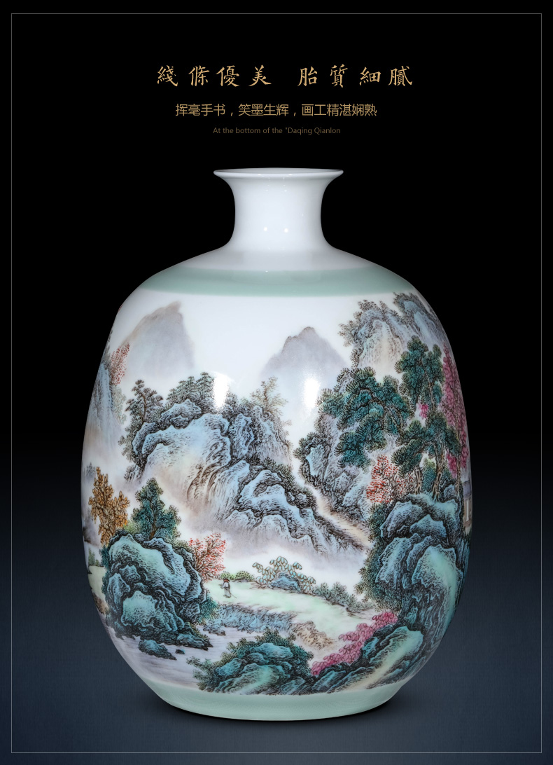 The Master of jingdezhen ceramics vase furnishing articles hand - made pastel 'lakes and mountains rich ancient frame of Chinese style household ornaments