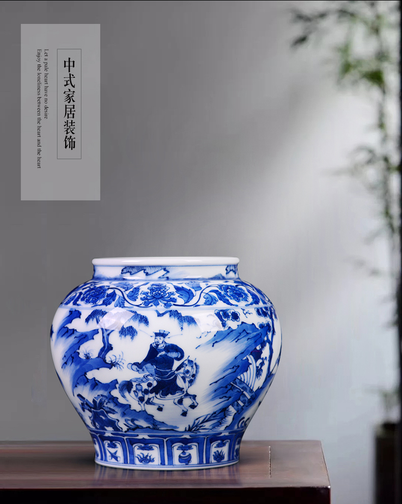 Jingdezhen ceramic vase famous hand - made imitation of yuan blue and white porcelain living room TV cabinet decoration of Chinese style household furnishing articles