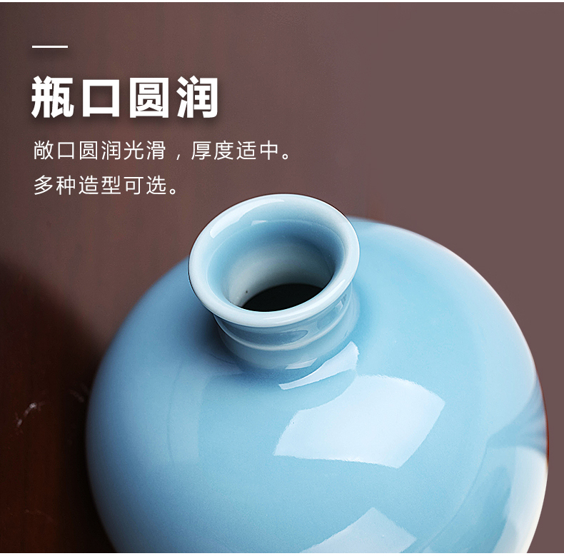 Jingdezhen ceramics powder blue glaze vase flower arranging small creative living room of Chinese style household adornment desktop furnishing articles