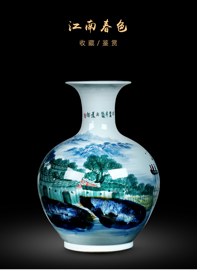 Jingdezhen ceramic vase hand - made jiangnan Chinese large living room TV ark, flower arranging porch is decorated furnishing articles