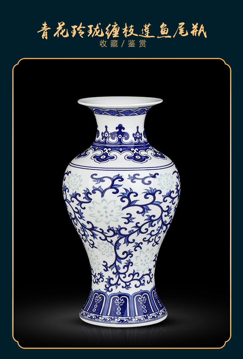 Blue and white porcelain vase sitting room of Chinese style household flower arrangement of jingdezhen ceramics study of TV ark, adornment furnishing articles