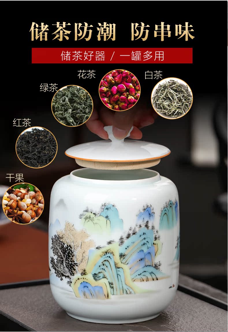 Jingdezhen ceramic tea pot small household seal tea urn the receive a case of pu 'er tea snacks storage jar