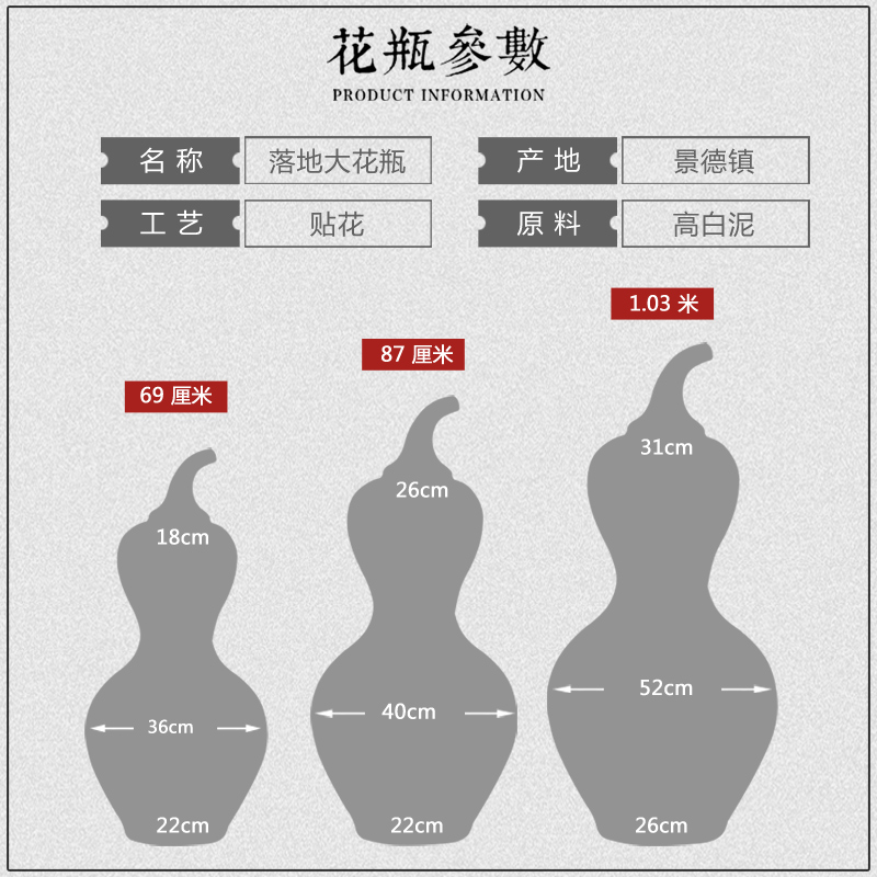 Jingdezhen ceramic vase China red maxim gourd sitting room porch decorate furnishing articles opening gifts