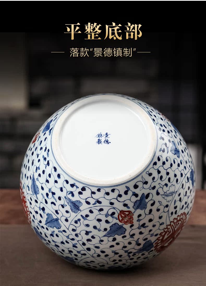 Jingdezhen ceramic hand - made youligong tea pot storage canister to large sealed with cover storage wake tea urn