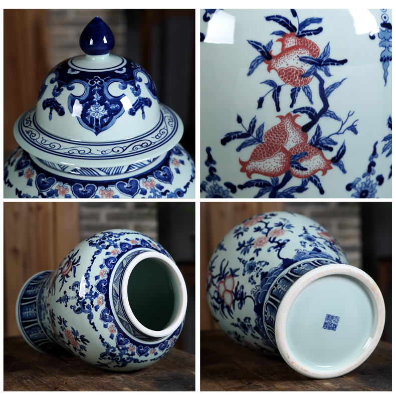 Loyo furnishing articles antique blue and white porcelain of jingdezhen ceramics pu 'er tea pot storage tank is household decoration