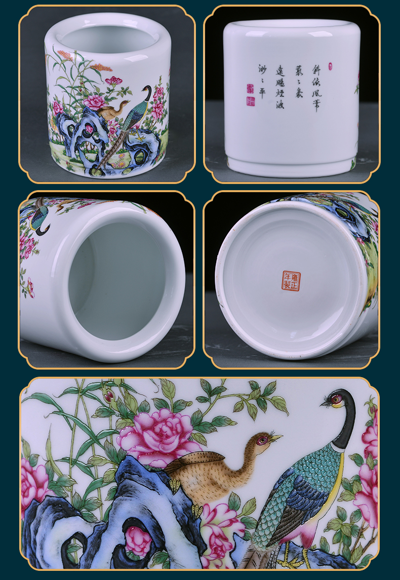 Archaize of jingdezhen ceramics powder enamel vase small flower arranging Chinese style household adornment desktop furnishing articles rich ancient frame