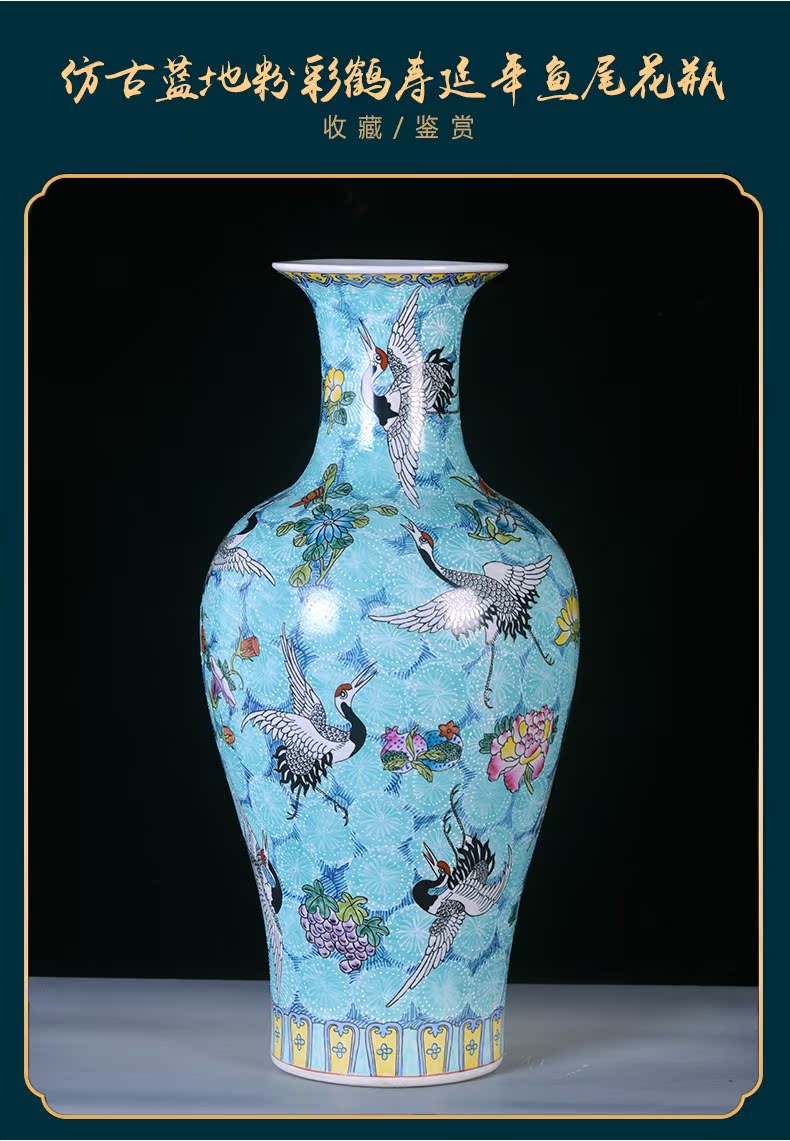 Jingdezhen ceramics by hand the pastel sky vases, flower arranging large new Chinese style sitting room adornment desktop furnishing articles