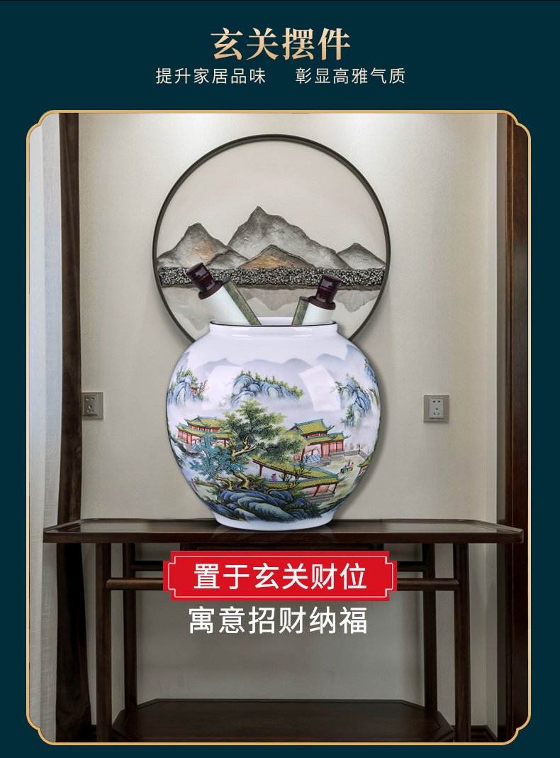 Jingdezhen ceramics furnishing articles vases, flower arranging enamel jar living room TV ark, rich ancient frame handicraft ornament