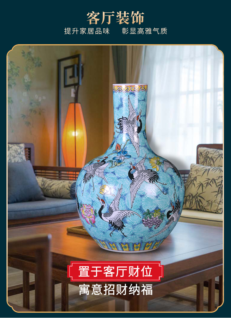 Jingdezhen ceramics by hand the pastel sky vases, flower arranging large new Chinese style sitting room adornment desktop furnishing articles