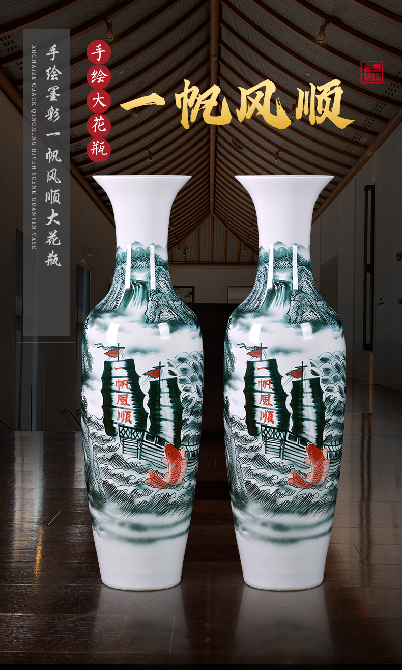 Jingdezhen ceramics hand - made a smooth landing big vase to heavy sitting room adornment is placed large hotel