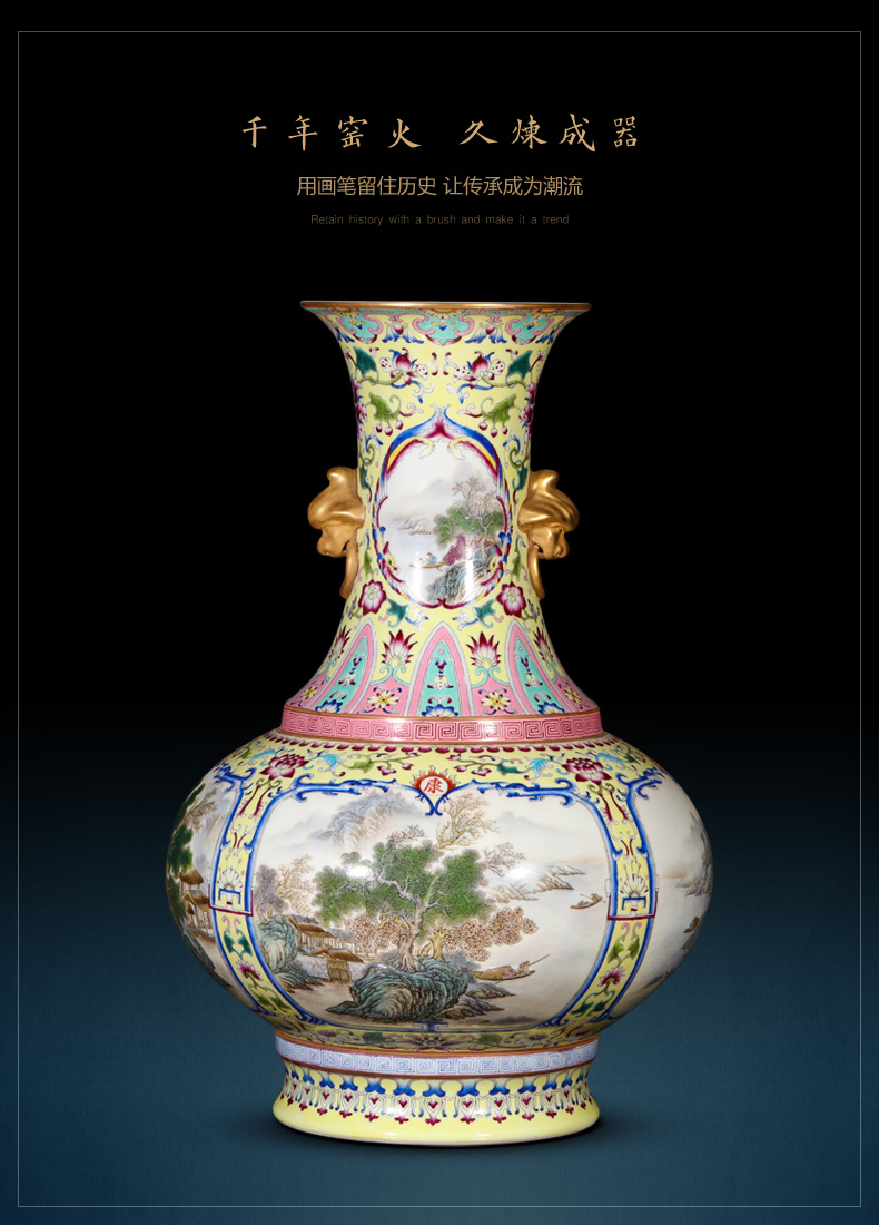 Imitation the qing jingdezhen ceramics powder enamel open and flat belly vase home sitting room adornment handicraft furnishing articles