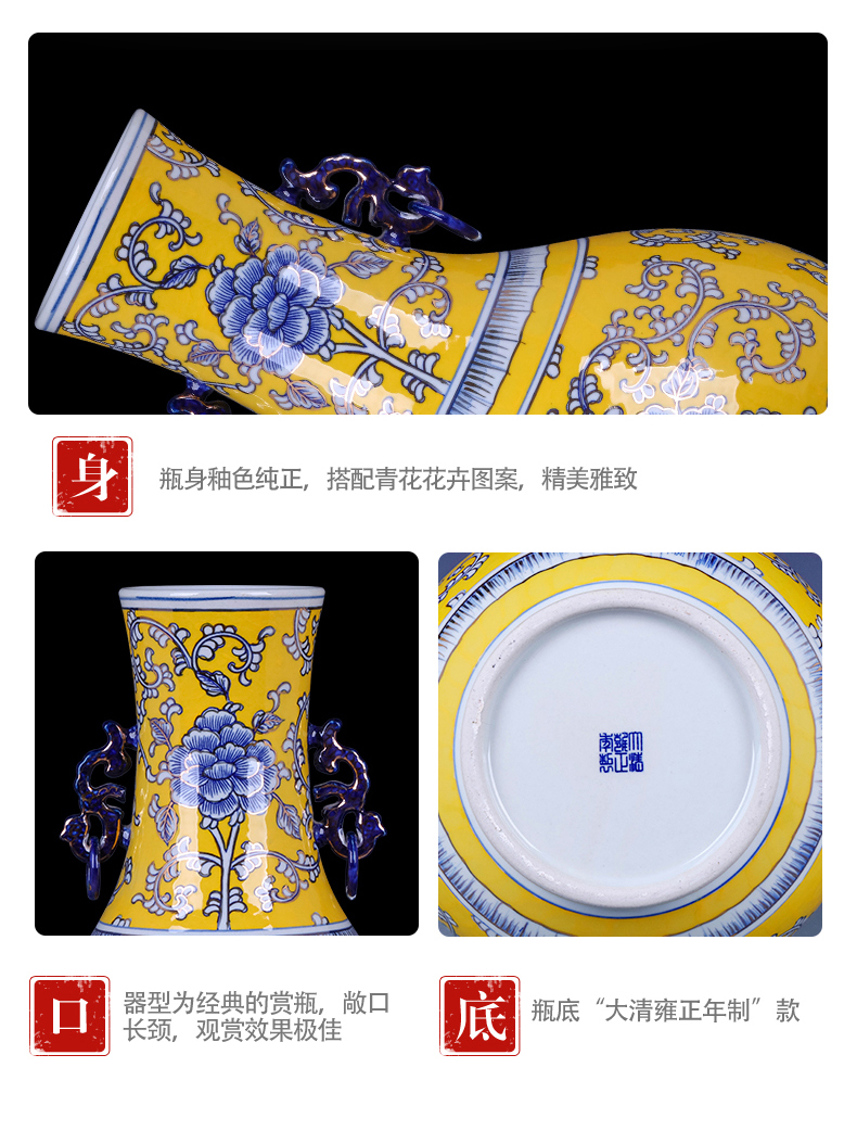 Jingdezhen ceramic vase imitation the qing yongzheng sitting room blue and white lotus flower vases study rich ancient frame decorative furnishing articles