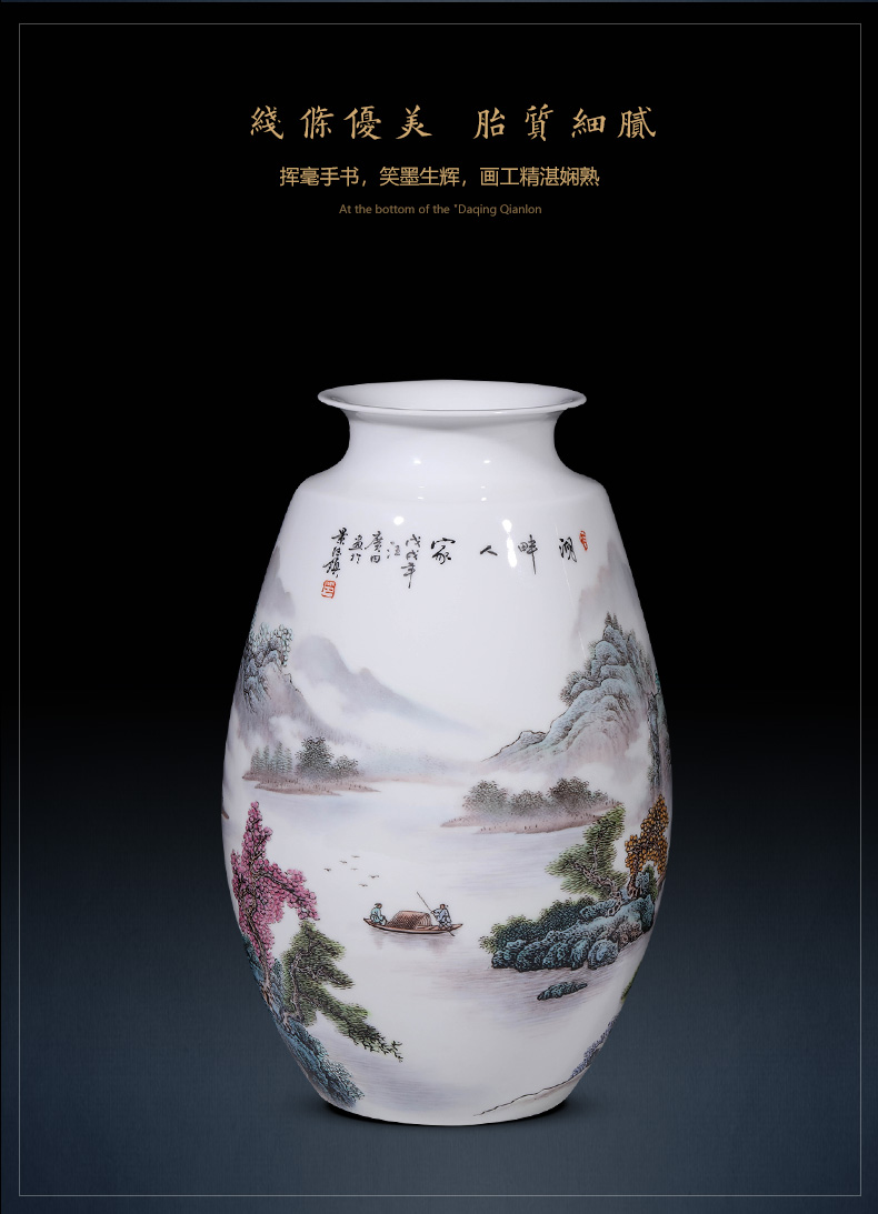 Jingdezhen ceramic hand - made pastel lake house vases, flower arranging new Chinese style household decorations TV ark, furnishing articles