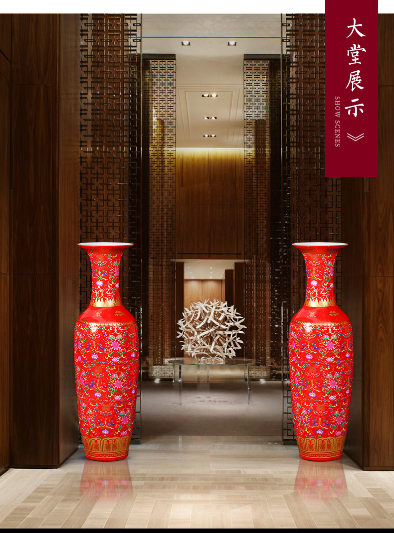 Jingdezhen ceramics bound lotus flower vase of large sitting room hotel porch of new Chinese style restoring ancient ways furnishing articles extra large