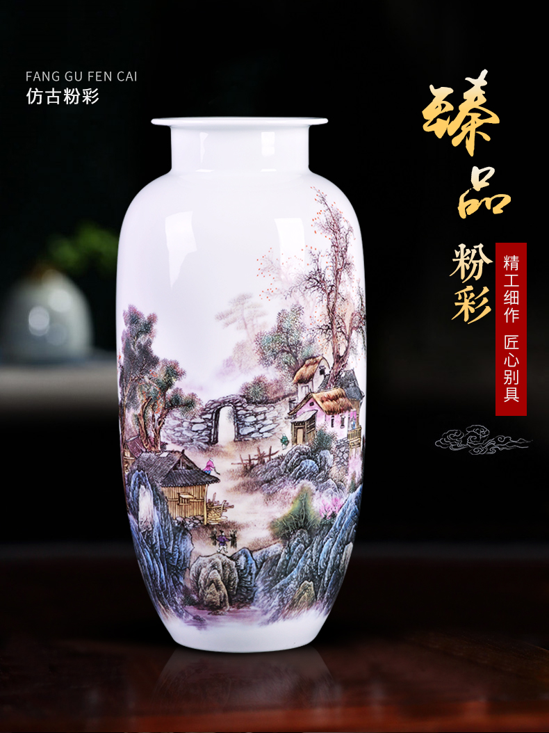 Jingdezhen ceramics flower arranging famille rose porcelain home decoration vase in the sitting room porch TV ark, study furnishing articles