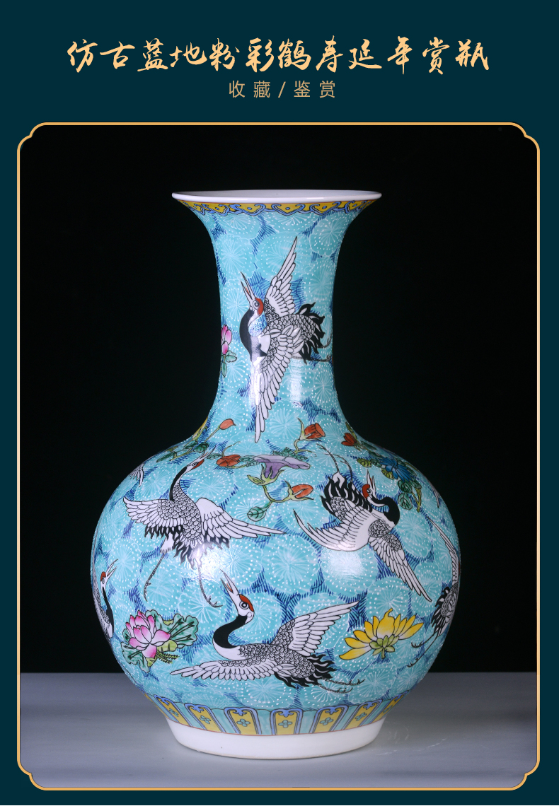 Jingdezhen ceramics by hand the pastel sky vases, flower arranging large new Chinese style sitting room adornment desktop furnishing articles