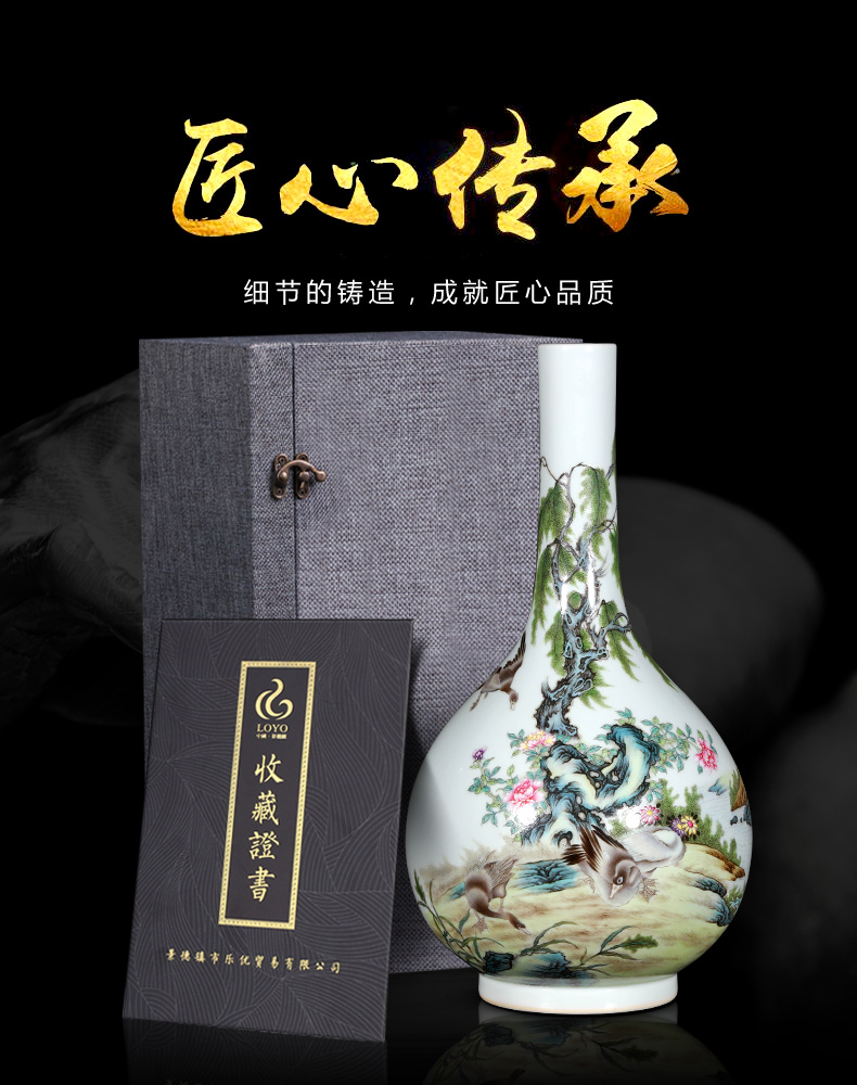 Jingdezhen ceramics imitation the qing qianlong pastel willow vases, new Chinese style living room decorations furnishing articles of handicraft