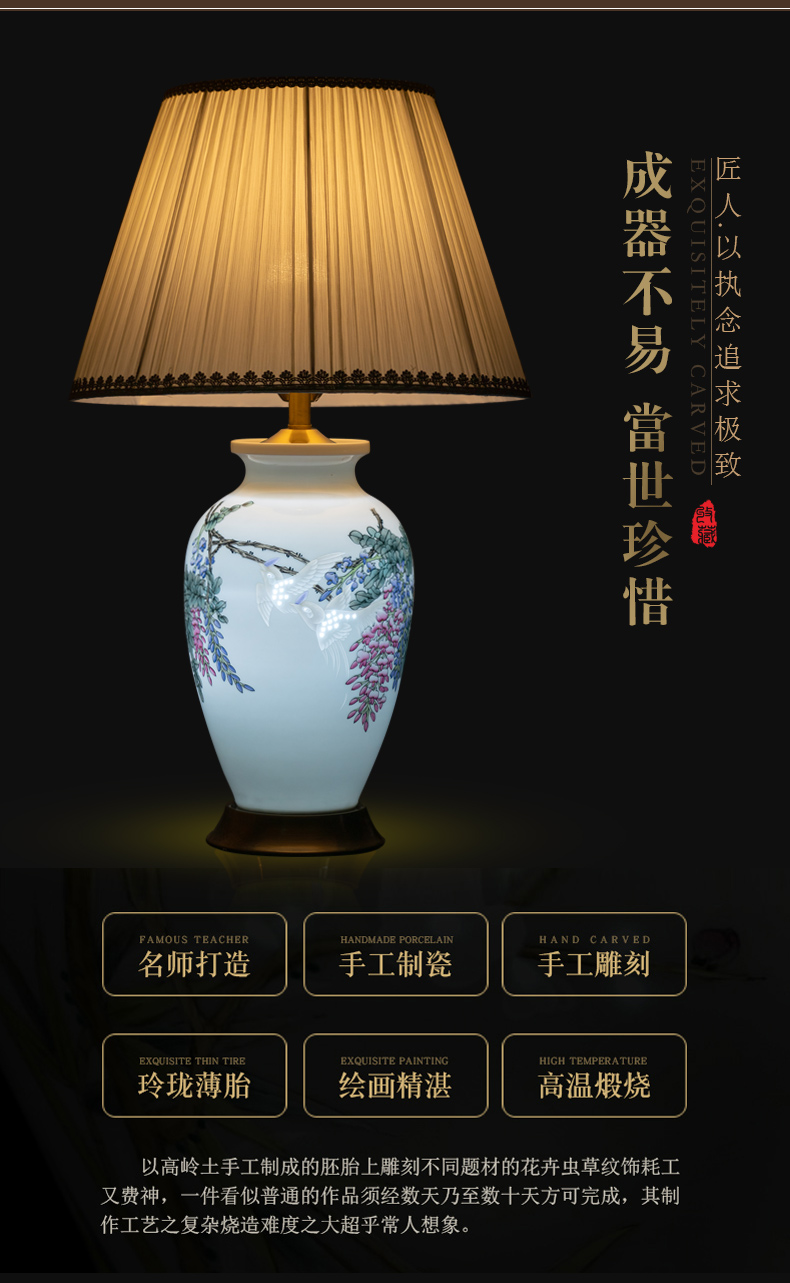 Jingdezhen ceramics hand - made vase lamp sabingga sukdun dergici jimbi furnishing articles berth lamp of new Chinese style household, sitting room adornment