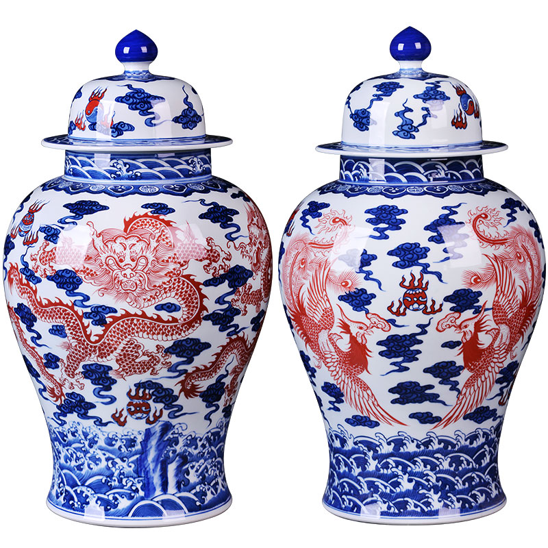 Jingdezhen ceramics furnishing articles longfeng general tank capacity of the sitting room TV cabinet storage tank handicraft ornament