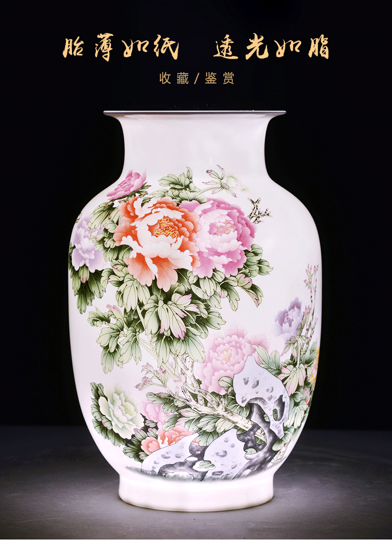 Jingdezhen ceramic vase pastel eggshell porcelain flower arrangement sitting room adornment study ancient frame of Chinese style household furnishing articles