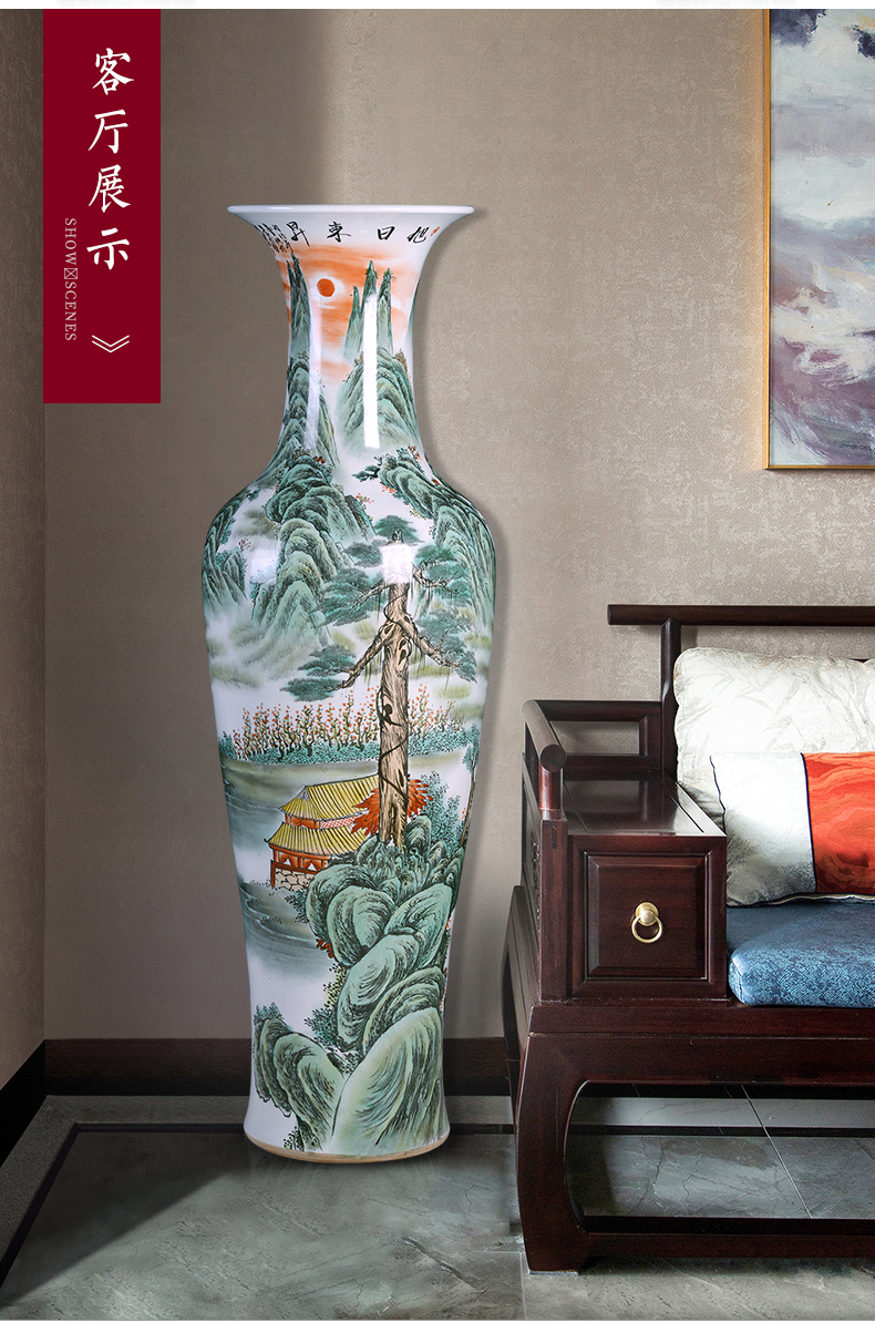 Jingdezhen ceramics hand - made scenery of large vases, large Chinese style living room furnishing articles to heavy office decoration