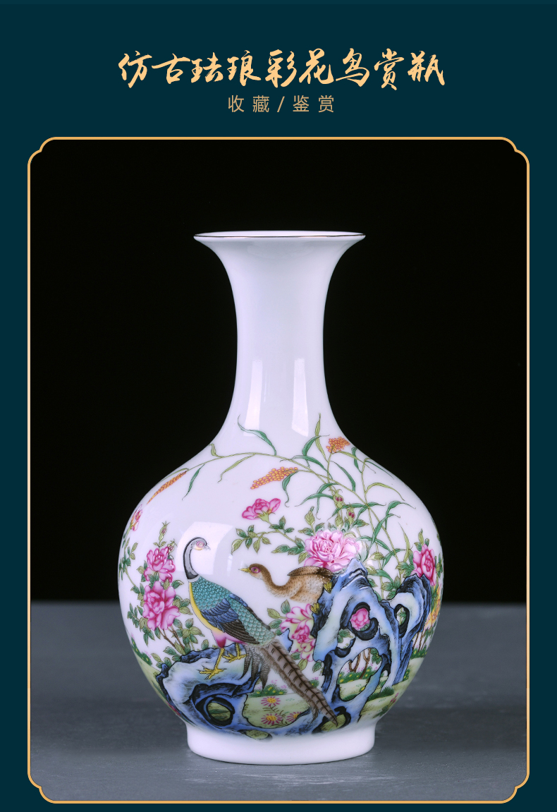 Archaize of jingdezhen ceramics powder enamel vase small flower arranging Chinese style household adornment desktop furnishing articles rich ancient frame