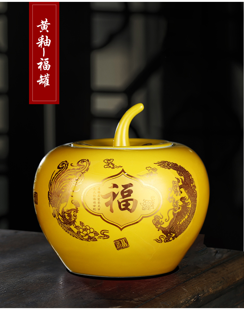 Jingdezhen ceramics China everyone red apples storage jar double happiness wedding gift sitting room adornment is placed