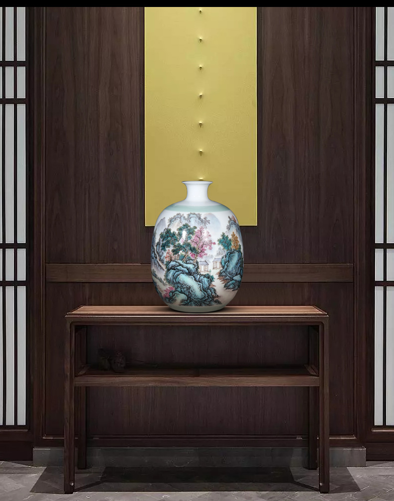 The Master of jingdezhen ceramics vase furnishing articles hand - made pastel 'lakes and mountains rich ancient frame of Chinese style household ornaments