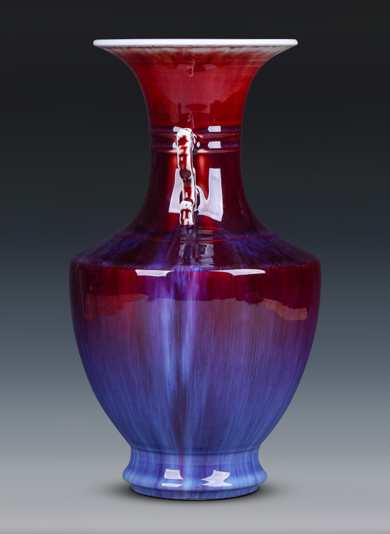 Jingdezhen ceramic vases, flower arrangement sitting room place archaize color glaze gradient rich ancient frame study craft ornaments