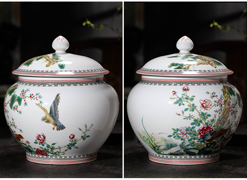 Archaize of jingdezhen ceramics powder enamel caddy fixings sitting room porch place large puer tea cake sealed jar