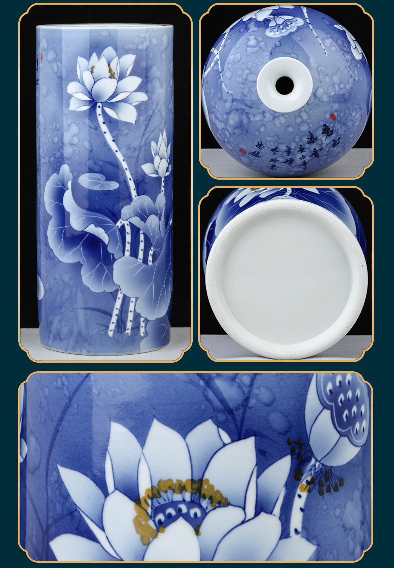 Jingdezhen ceramic blue and white porcelain vases, flower arrangement is a new Chinese style household, sitting room adornment desktop furnishing articles TV ark