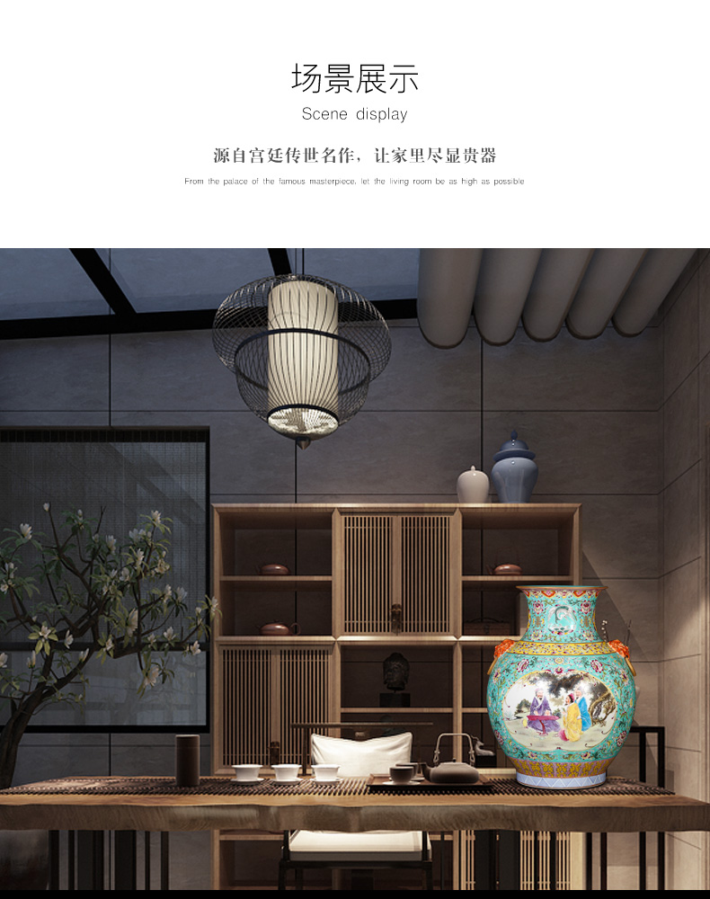 Jingdezhen ceramic imitation the qing qianlong vase Chinese style living room blue scramble to spend the lion shell household decorative furnishing articles