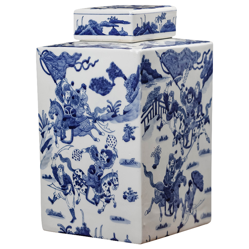 Jingdezhen ceramic quartet storage tank with cover seal caddy fixings snack jars of moisture proof household adornment furnishing articles