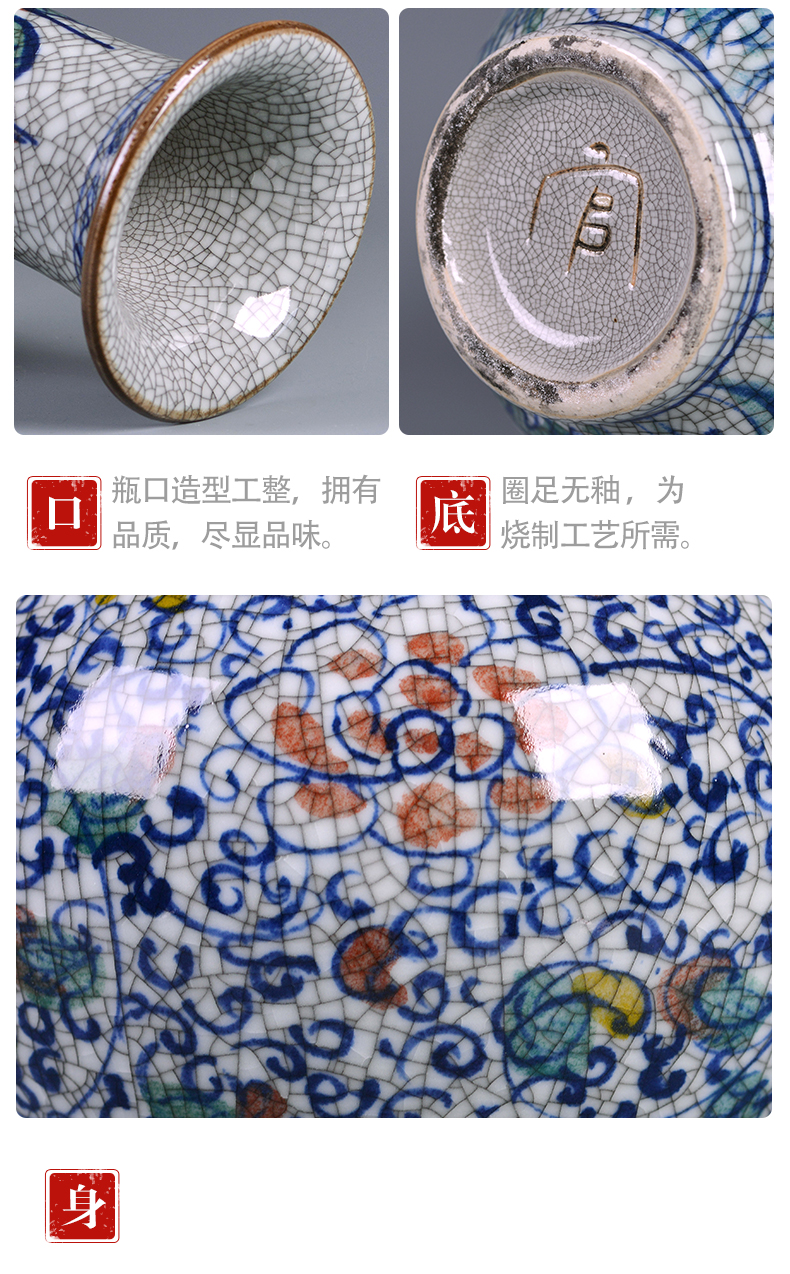 Jingdezhen blue and white porcelain ceramic vases, antique Chinese style household flower arrangement sitting room TV ark, study adornment furnishing articles