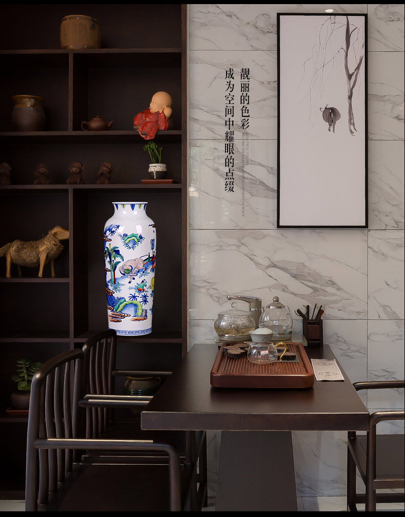 Jingdezhen ceramics vase famous blue and white color bucket hand - made the sitting room porch decoration of Chinese style household furnishing articles gifts
