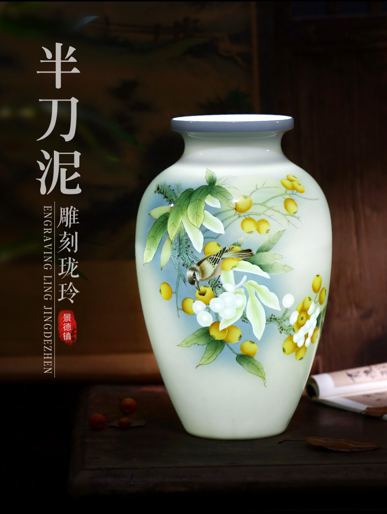 Jingdezhen ceramic furnishing articles hand - made vases, flower arranging dried flower Chinese office sitting room porch decoration craft gift