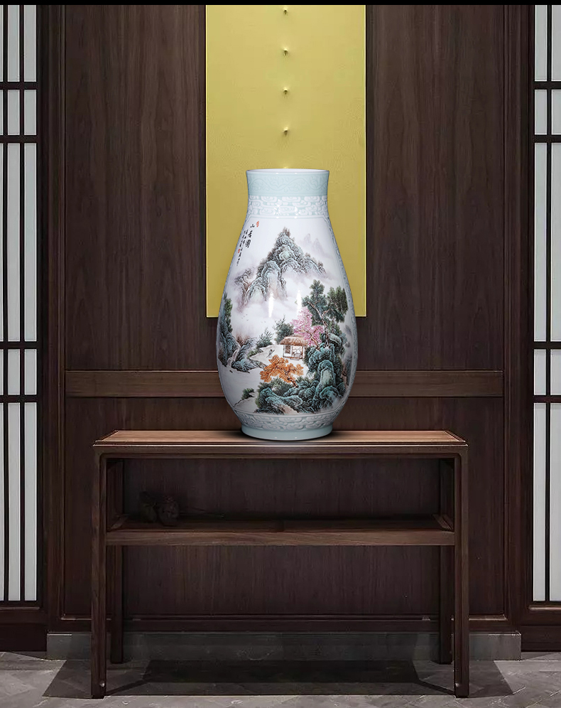 Jingdezhen ceramics powder enamel vase carving furnishing articles sitting room porch desktop decoration of Chinese style household craft gift