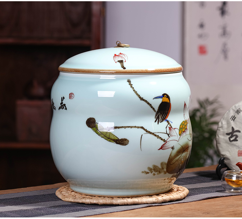 Jingdezhen porcelain ceramic seal pot large household pu - erh tea and tea caddy fixings storage tanks with cover savings pot